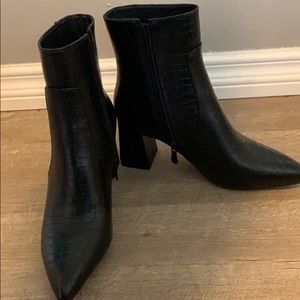 Black alligator print ankle booties